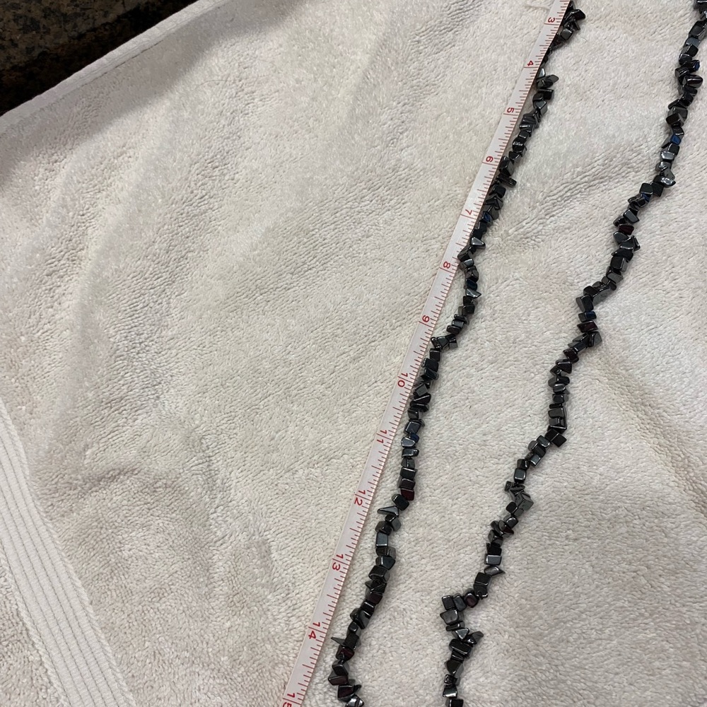 Dark silver long stone necklace